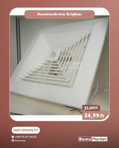 Havalandırma krişkası - Tavan üçün kvadrat formalı, ağ rəngdə — 24 ₼ · Baku · Digər Havalandırma krişkası - Tavan üçün kvadrat formalı, ağ rəngdə — Baku