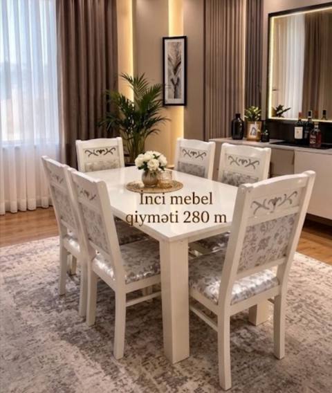 Qonaq otağı üçün, Yeni, Açılmayan, Dördbucaq masa, 6 stul — Baku