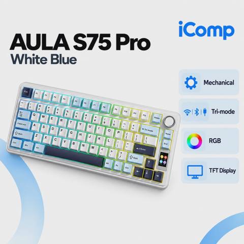 Aula S75 Pro White Blue Gaming Keyboard — 149 ₼ · Baku · Klaviaturalar və siçanlar Aula S75 Pro White Blue Gaming Keyboard — Baku
