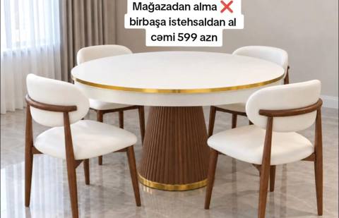 Masa və stul dəsti – müasir skandinaviya tərzi - Dəst tərkibi — Bakı