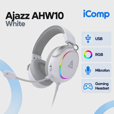Ajazz AHW10 White Gaming Qulaqlıq — Баку