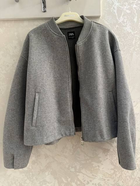 Zara qadın bomber jileti/jaketi – bozumtul boz rəngdə, minimal dizayn — Bakı