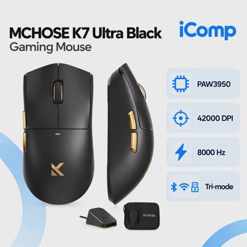 Mchose K7 Ultra Black Gaming Mouse — Klaviaturalar və siçanlar