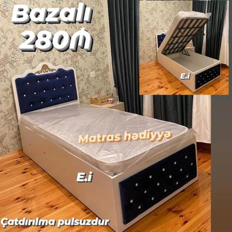 Bazalı tək nəfərlik çarpayı – 280₼ - Aşağı hissəsi açılan, geniş — Baku