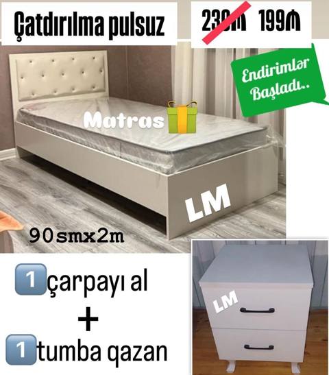 Şook kampaniya – Yalnız 10 GÜN 1 ədəd çarpayı alana 1 ədəd tumba — Min bir xirdavat dunyasi — Керебеттер