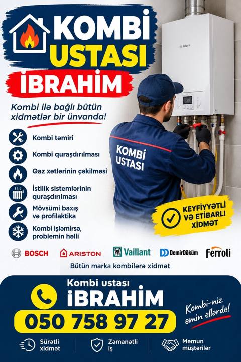 Kombi ustası – İbrahim Kombi ilə bağlı bütün xidmətlər bir ünvanda — Баку