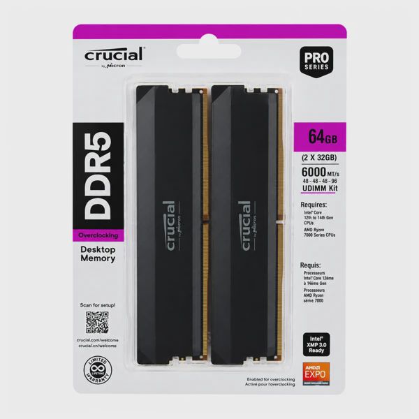 RAM Crucial Pro 64GB Kit (2x32GB) DDR5 6000MHz — Mallar, Bakı