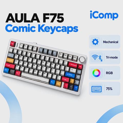 Aula F75 Comic Keycaps Gaming Keyboard — 149 ₼ · Baku · Klaviaturalar və siçanlar Aula F75 Comic Keycaps Gaming Keyboard — Baku