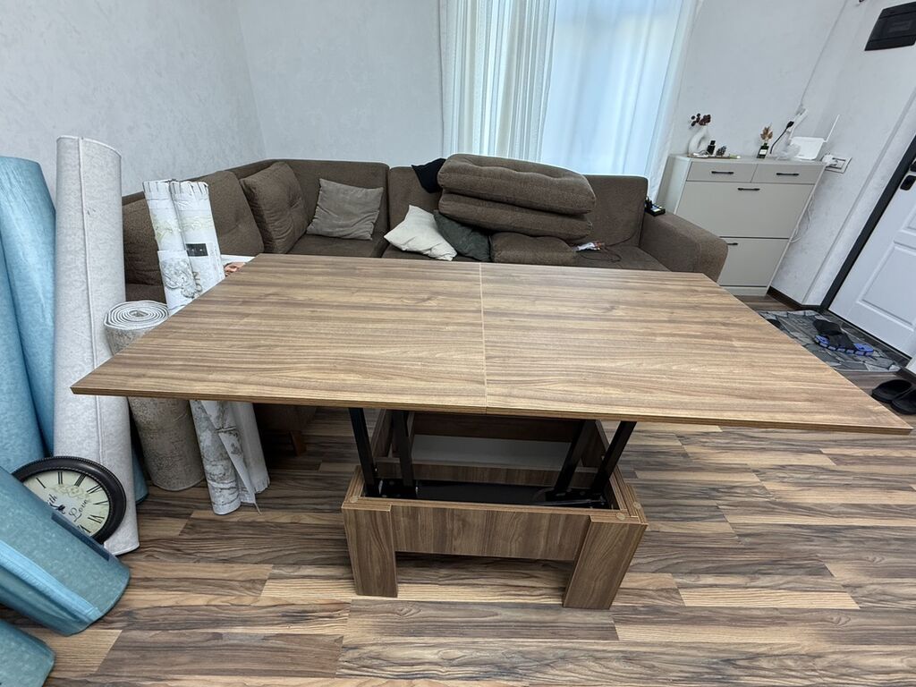 Kvadrat masa, Transformer, Təkərsiz, Teksturalı laminat — Jurnal masaları, Bakı (3)