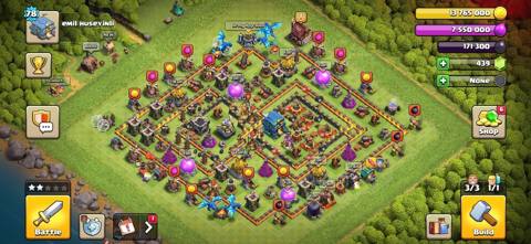 Clash of Clans oyun hesabı - Şəhər Bələdiyyəsi (Town Hall): 12 - Kupa — Bakı