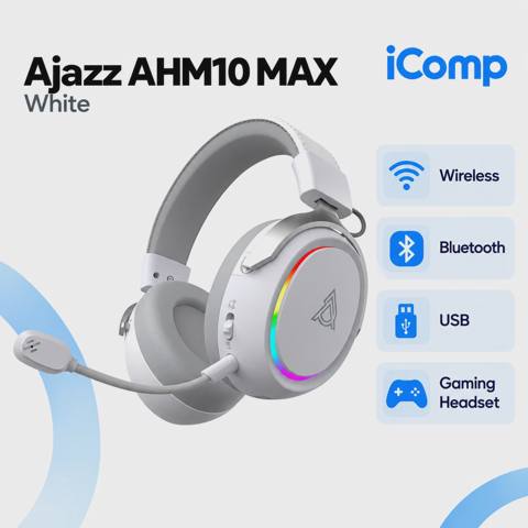 Ajazz AHM10 MAX White Gaming Qulaqlıq — Баку