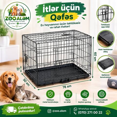 İtlər üçün metal qəfəs Ev heyvanınız üçün təhlükəsiz, rahat və — 110 ₼ · Baku · Qəfəslər İtlər üçün metal qəfəs Ev heyvanınız üçün təhlükəsiz, rahat və — Baku