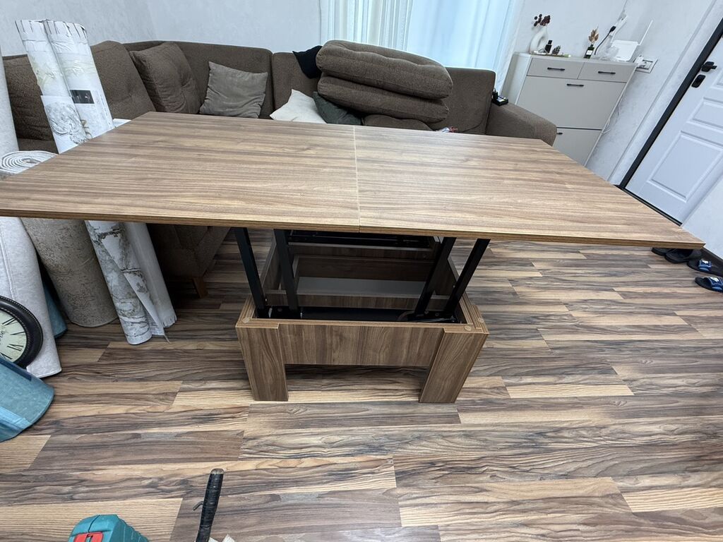Kvadrat masa, Transformer, Təkərsiz, Teksturalı laminat — Jurnal masaları, Bakı (2)
