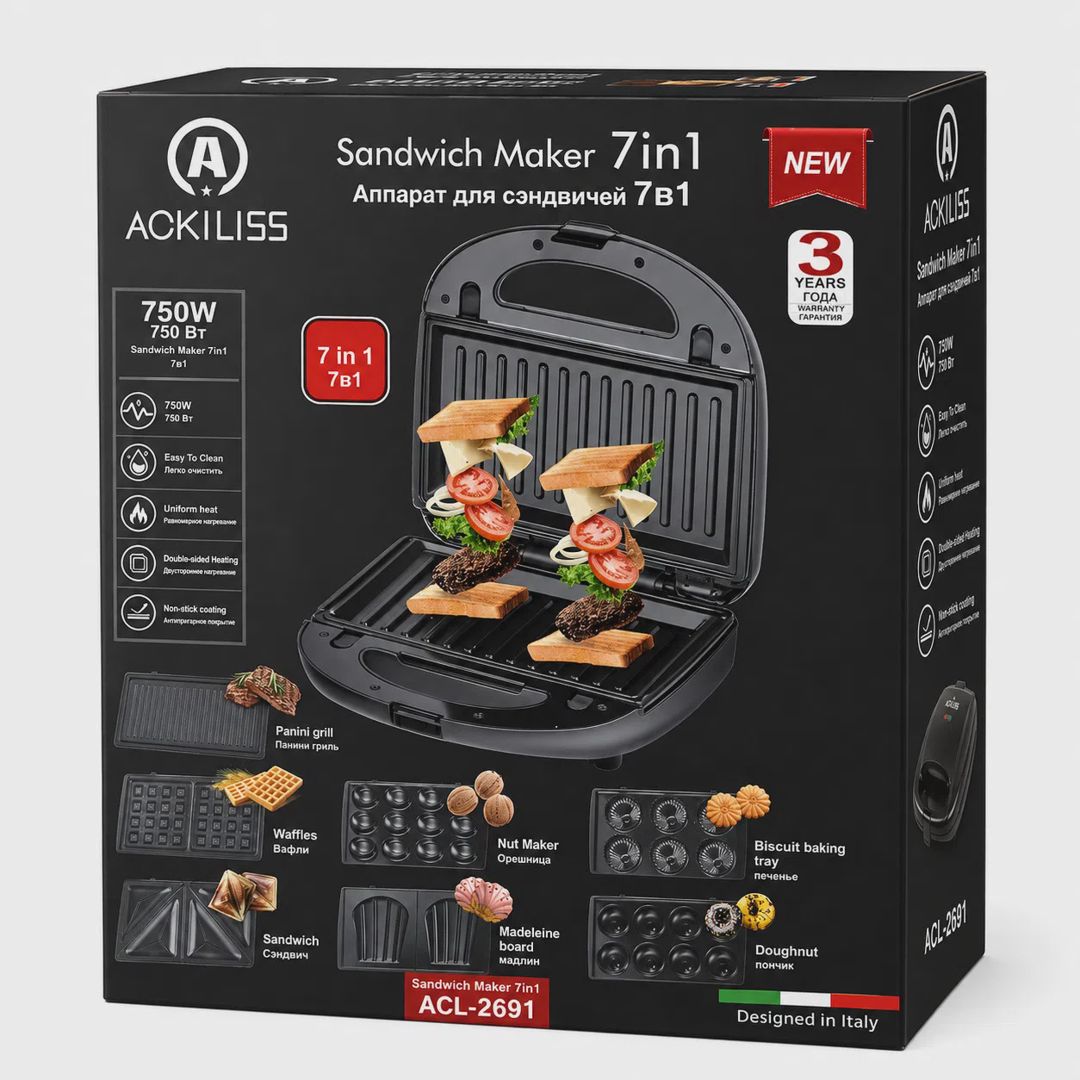 Sendviç aparatı Ackiliss ACL-2691, 750 Vt, qara — Ev texnikası, Bakı (2)