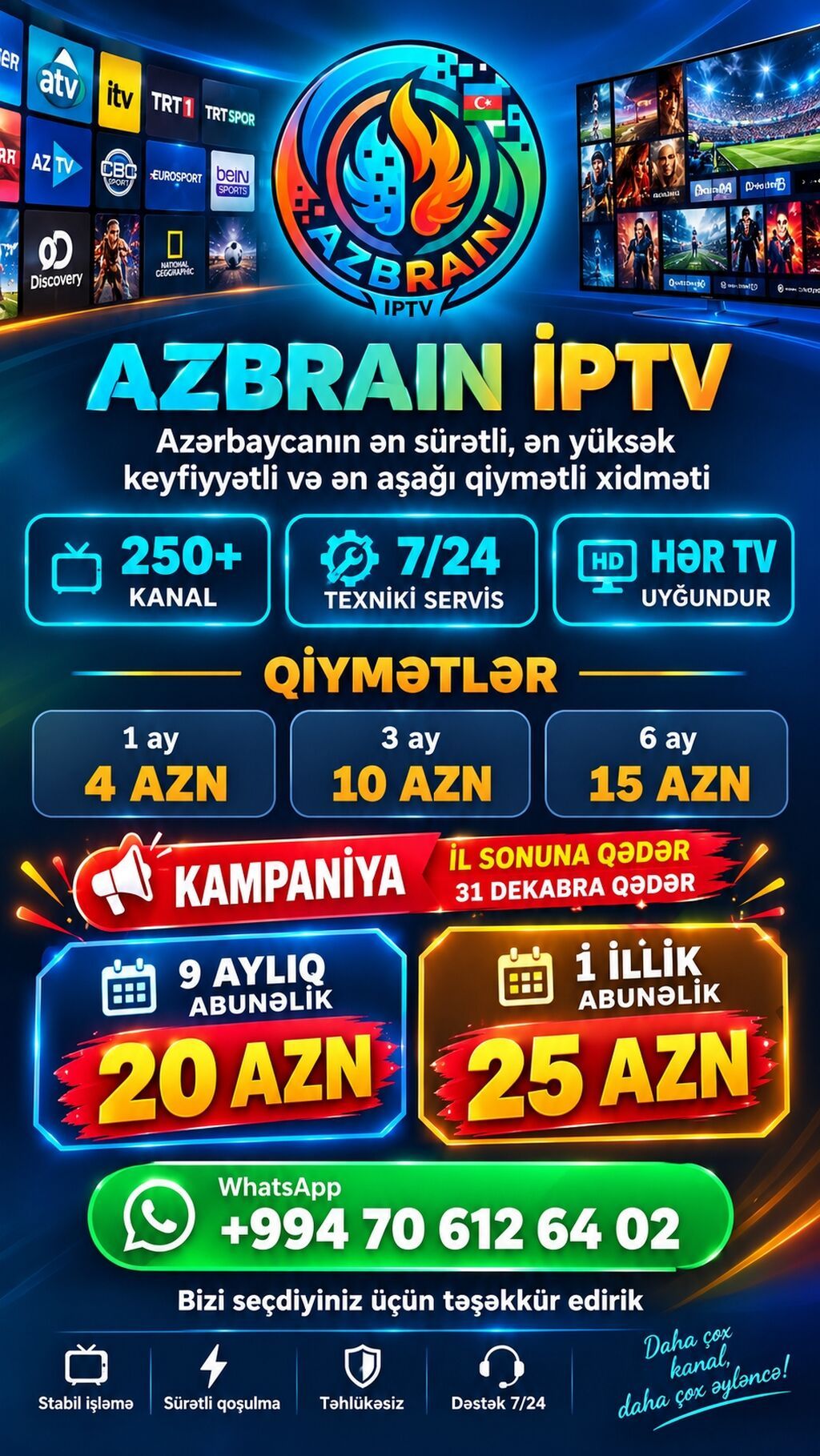 Azbraın Iptv – sürətli, keyfiyyətli və sərfəli Iptv xidməti — Rəqəmsal və peyk TV, Ceyranbatan