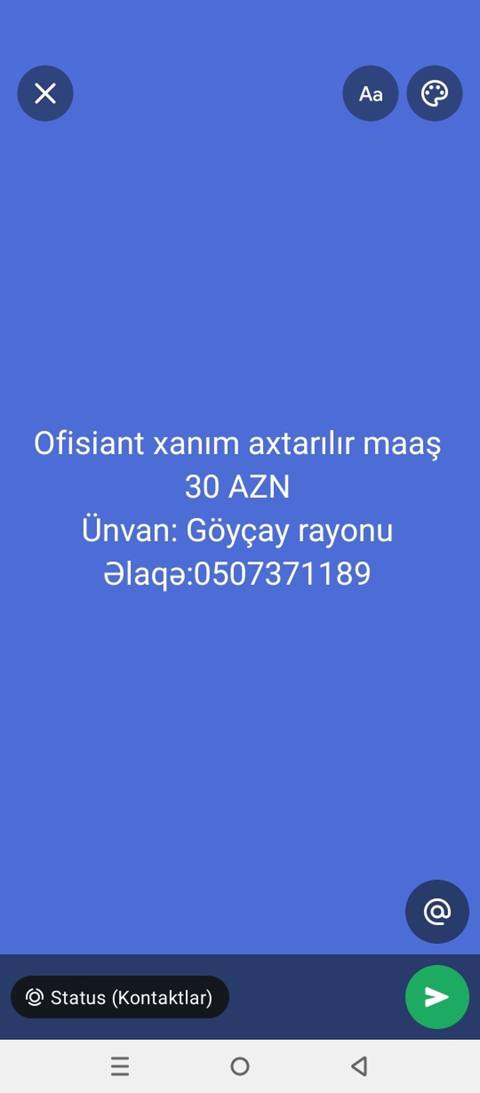 Ofisiant tələb olunur — 1 200 ₼ · Bakı · Restoranlar, Turizm Ofisiant tələb olunur — Bakı