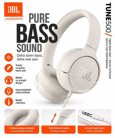 JBL Tune 500 simli qulaqlıq – Pure Bass Sound texnologiyası ilə daha — 65 ₼ · Баку · Qulaqcıqlar JBL Tune 500 simli qulaqlıq – Pure Bass Sound texnologiyası ilə daha — Баку