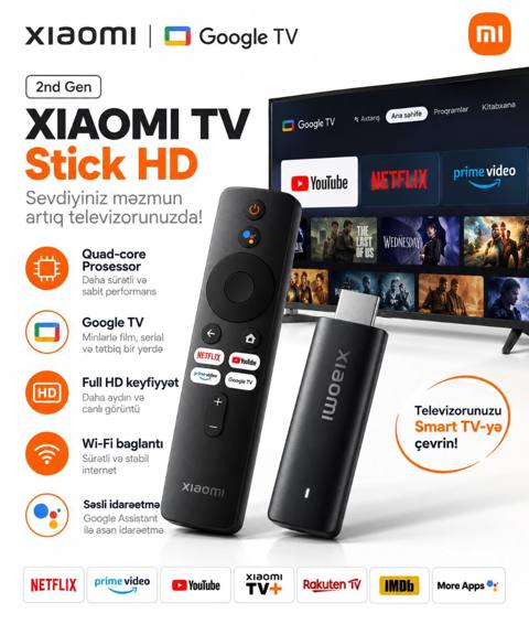 Xiaomi TV Stick HD (2nd Gen) – Google TV ilə Xüsusiyyətlər: - Google — Баку