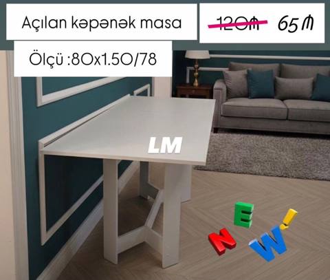 Açılan kəpənək masa – divara bərkidilən, qatlanan konstruksiya — Джейранбатан