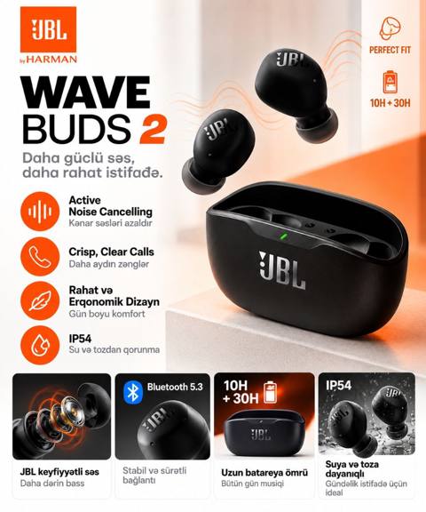 JBL Wave Buds 2 simsiz qulaqlıqlar - Daha güclü səs, rahat istifadə — 80 ₼ · Баку · Qulaqcıqlar JBL Wave Buds 2 simsiz qulaqlıqlar - Daha güclü səs, rahat istifadə — Баку