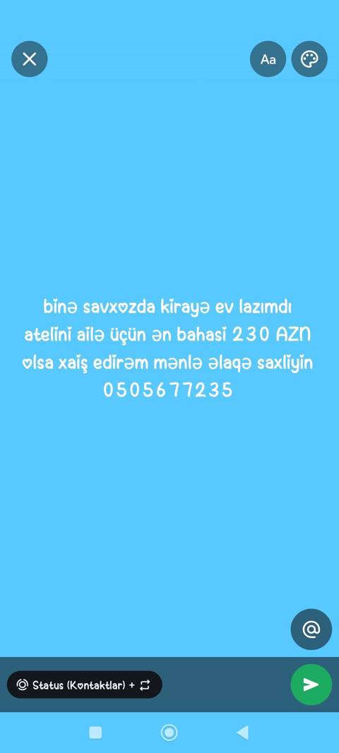 Binə Savxozda ailə üçün kirayə ev axtarılır. Atel tipli (studiyaya — 230 ₼ · Bakı · Mənzil Binə Savxozda ailə üçün kirayə ev axtarılır. Atel tipli (studiyaya — Bakı