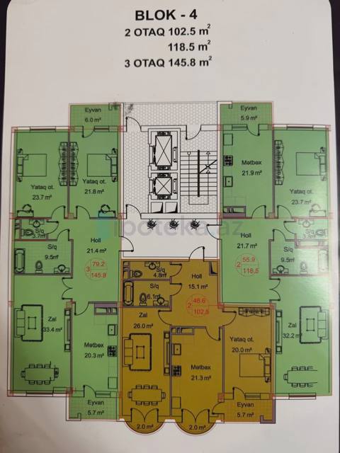 Satılır: 3 Otaq, Yeni tikili, Nəsimi r., 148.00 m² — Baku