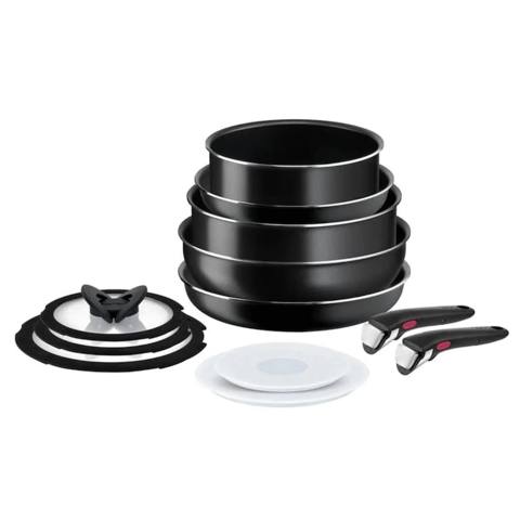 Qab-qacaq dəsti Tefal İngenio Titanium, 12 əşya, 20/22/24/26 sm, qapaqla, qara — Ürünler