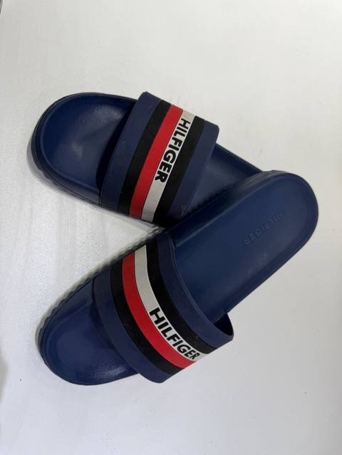 Kişi üçün mavi rəngli Hilfiger şip-şip (slayder) terlik. - Geniş — Баку