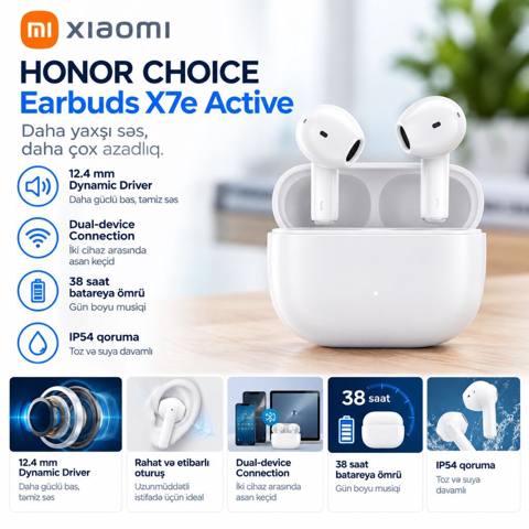 Xiaomi Honor Choıce Earbuds X7e Active - 12.4 mm Dynamic Driver: Daha — 70 ₼ · Баку · Qulaqcıqlar Xiaomi Honor Choıce Earbuds X7e Active - 12.4 mm Dynamic Driver: Daha — Баку
