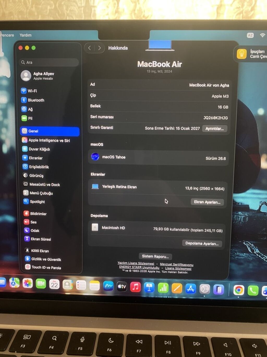 Apple MacBook Air M3 Satılır Apple MacBook Air 13 Ram — Apple Macbook, Bakı (8)