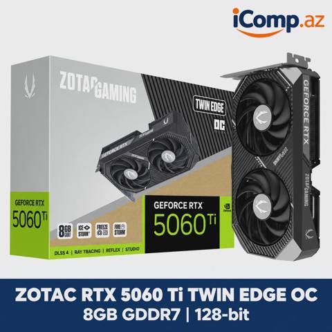 Zotac Gaming RTX 5060 Ti Twin Edge OC 8GB (288-1N777-300Z6) Videokart — Баку