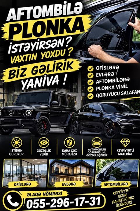 Avtomobil və məkanlar üçün peşəkar plonka xidməti - Avtomobillərə — 50 ₼ · Bakı · Digər Avtomobil və məkanlar üçün peşəkar plonka xidməti - Avtomobillərə — Bakı