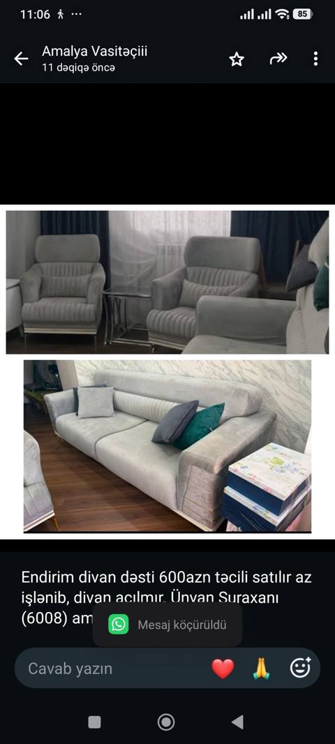Endirim divan dəsti 600azn satılır az işlənib, divan açılmır — Баку