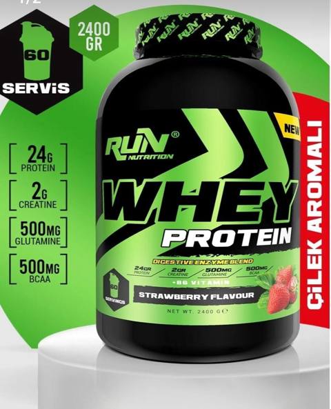 RUN Nutrition Whey Protein – 2400 qram 60 servis Dadlar: Çiyələk — Bakı