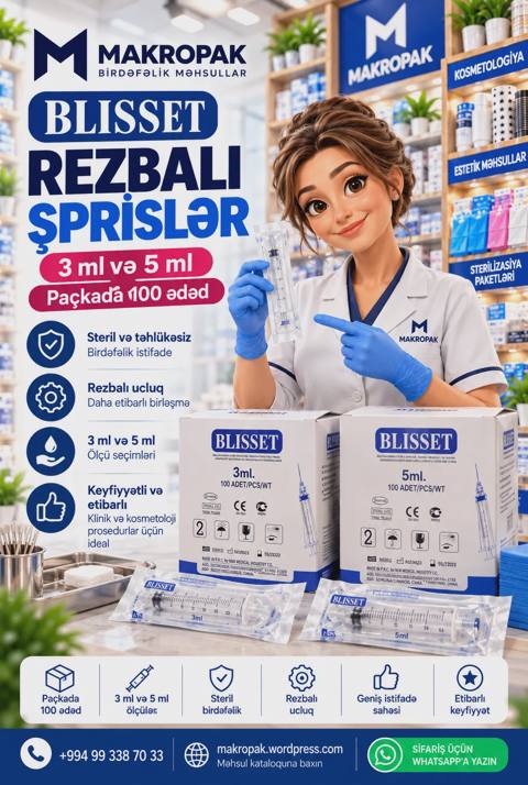 Rezbali tibbi şprislər 3 ml və 5 ml — 18 ₼ · Tibbi texnika Rezbali tibbi şprislər 3 ml və 5 ml