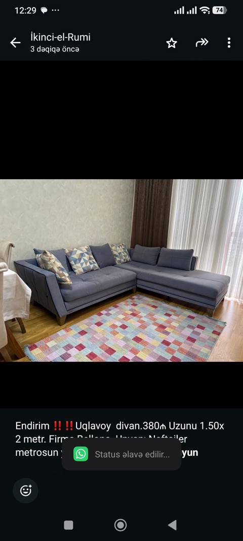 Endirim Uqlavoy divan.380₼ Uzunu 1.50x 2 metr. Firma Bellona — Баку