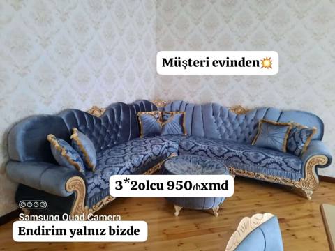 Künc divan dəsti – klassik üslubda, zərif oyma dekorlu taxta — Баку