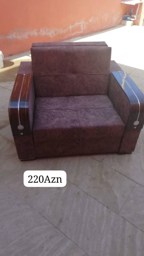 Ikili kreslo-divan - Rəng: tünd qəhvəyi - Material: parça üzlük — Baku
