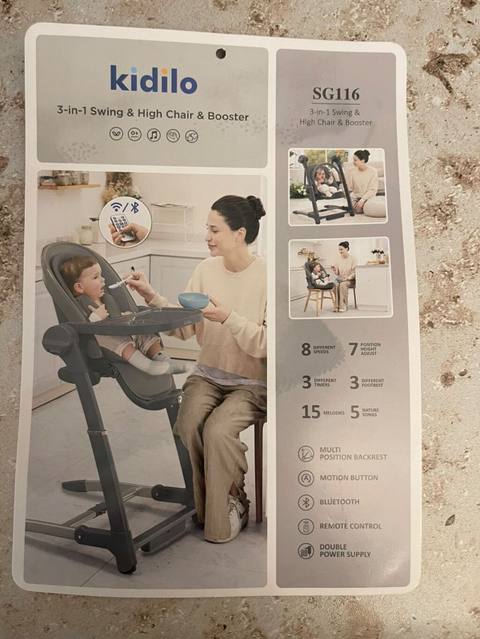 Kidilo SG116 3‑ü‑1‑də uşaq beşiyi, yemək stulu və booster — Баку