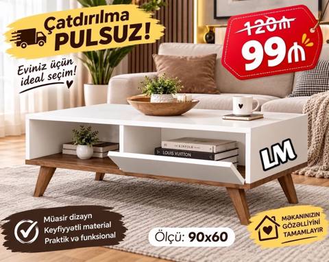 Dördbucaq masa, Açılmayan, Təkərsiz — Saatlı