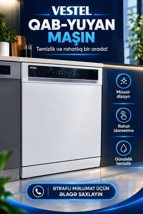 Vestel qab‑yuyan maşın - Müasir dizayn: mətbəx interyerinə uyğun — 499 ₼ · Bakı · Qab yuyucu maşınlar Vestel qab‑yuyan maşın - Müasir dizayn: mətbəx interyerinə uyğun — Bakı