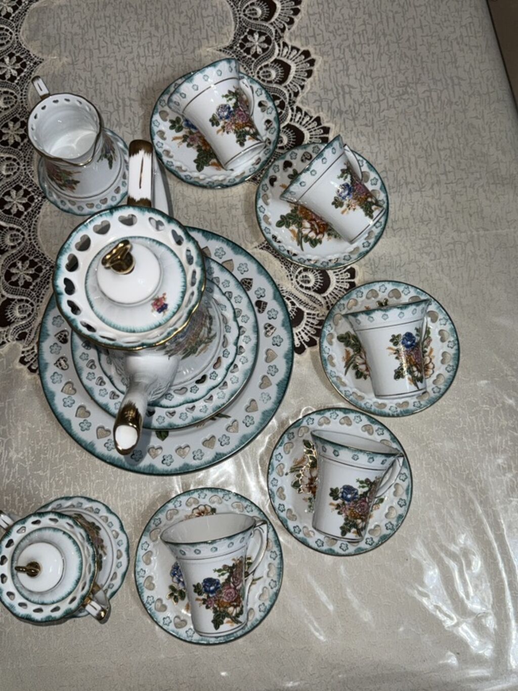 Çay dəsti, rəng - Ağ, Farfor, 5 nəfərlik — Süfrə qabı, Ceyranbatan (4)