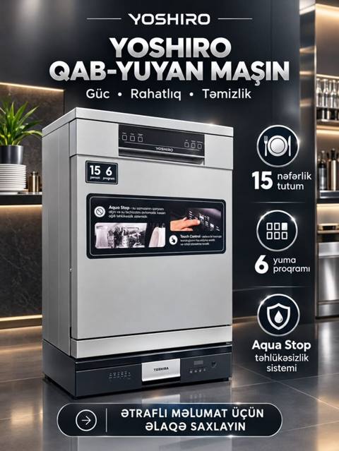 Yoshiro qab‑yuyan maşın - 15 nəfərlik tutum – böyük ailələr və — Баку