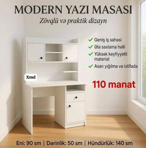 Modern Yazı Masası – zövqlü və praktik dizayn Xüsusiyyətlər: - Geniş — 110 ₼ · Баку · Kompüter masaları və kresloları Modern Yazı Masası – zövqlü və praktik dizayn Xüsusiyyətlər: - Geniş — Баку