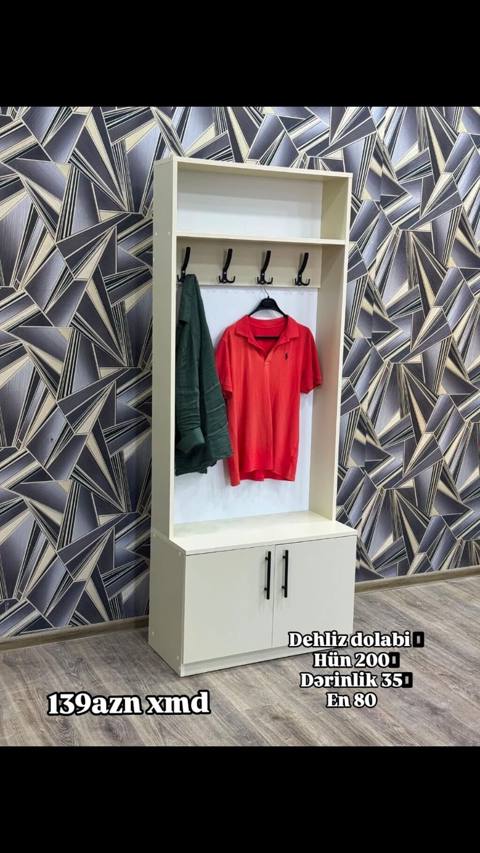 Dehliz dolabı – 200×80×35 sm - Funksional dizayn: yuxarıda açıq rəf — Баку