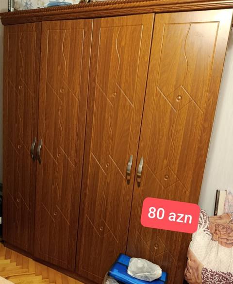 İşlənmiş, 4 qapılı, Qəhvəyi, Taxta, Açılan, Düz dolab — 80 ₼ · Баку · Şkaflar İşlənmiş, 4 qapılı, Qəhvəyi, Taxta, Açılan, Düz dolab — Баку