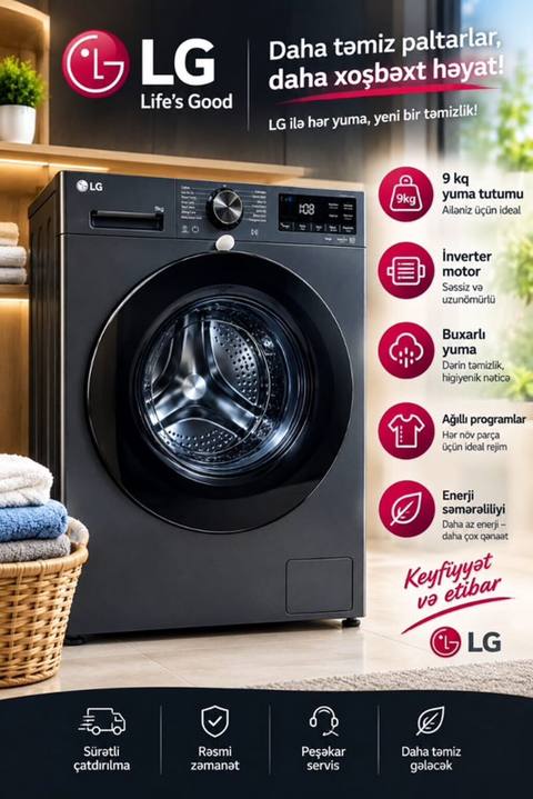 LG paltaryuyan maşın – daha təmiz paltarlar üçün ağıllı seçim - 9 kq — Баку