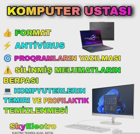 Kompüter və noutbuk təmiri xidməti — 20 ₼ · Baku · Aparatların təmiri və quraşdırılması Kompüter və noutbuk təmiri xidməti — Baku