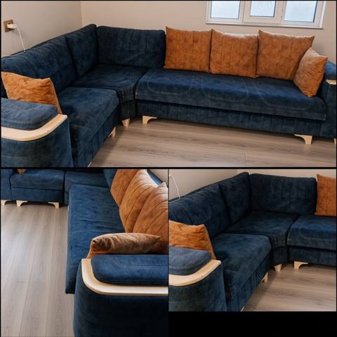 Uqul divan – künc model - Rəng: tünd göy korpus, qəhvəyi dekor — Bakı