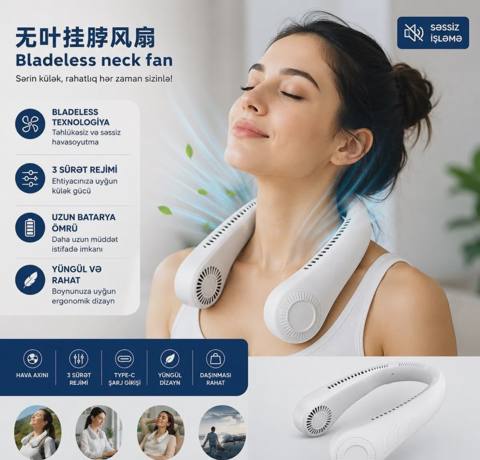 Boyun ventilyatoru bladeless neck fan — Bakı